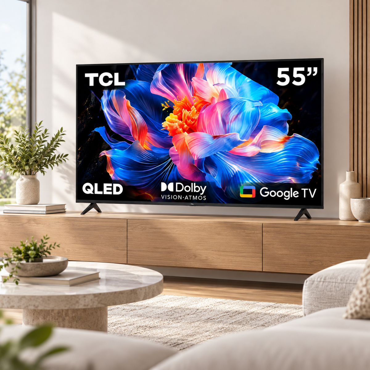Televisor TCL 55" 4K UHD Google TV Dolby Vision y Dolby Atmos