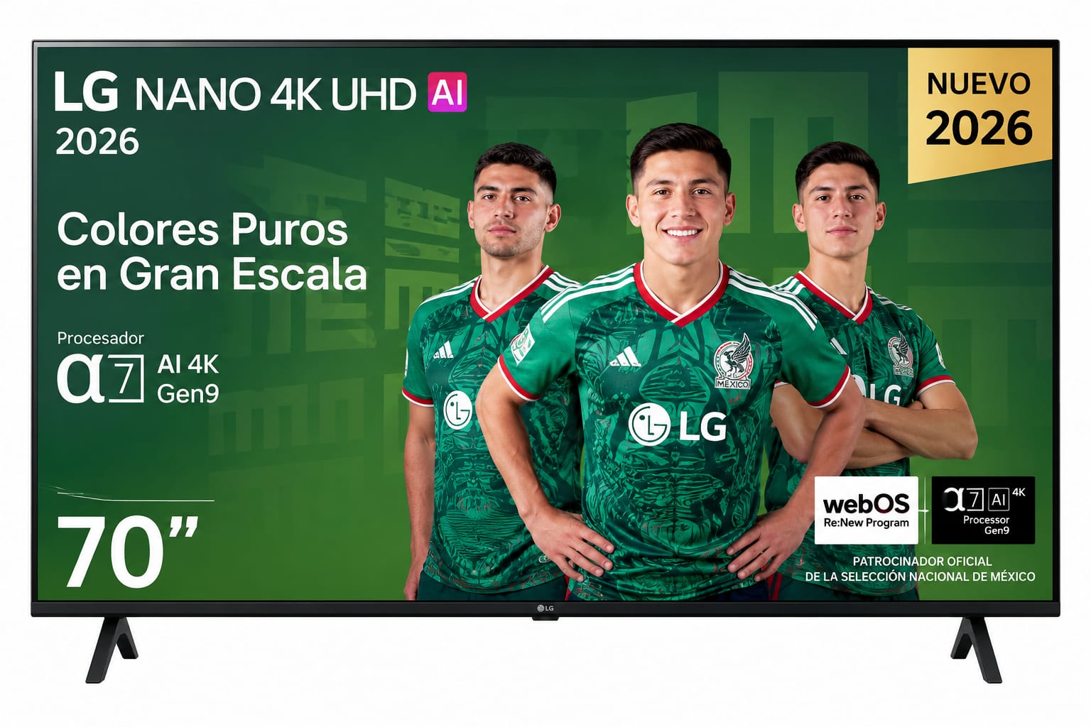 Smart TV LG 70" NANO 4K UHD AI NU850 webOS 2026 70NU850BPSD