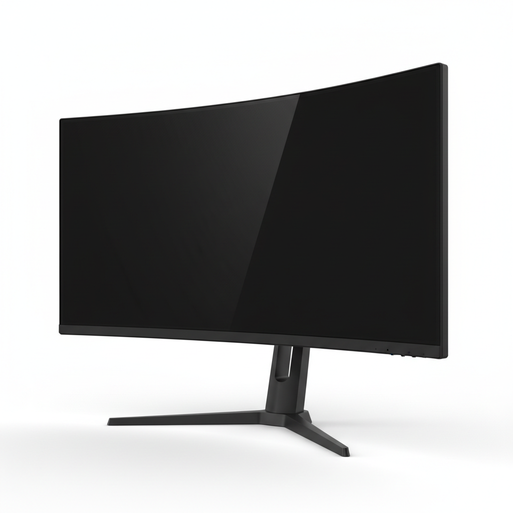 Monitor Nextep 23.8 curvo negro vista en ángulo