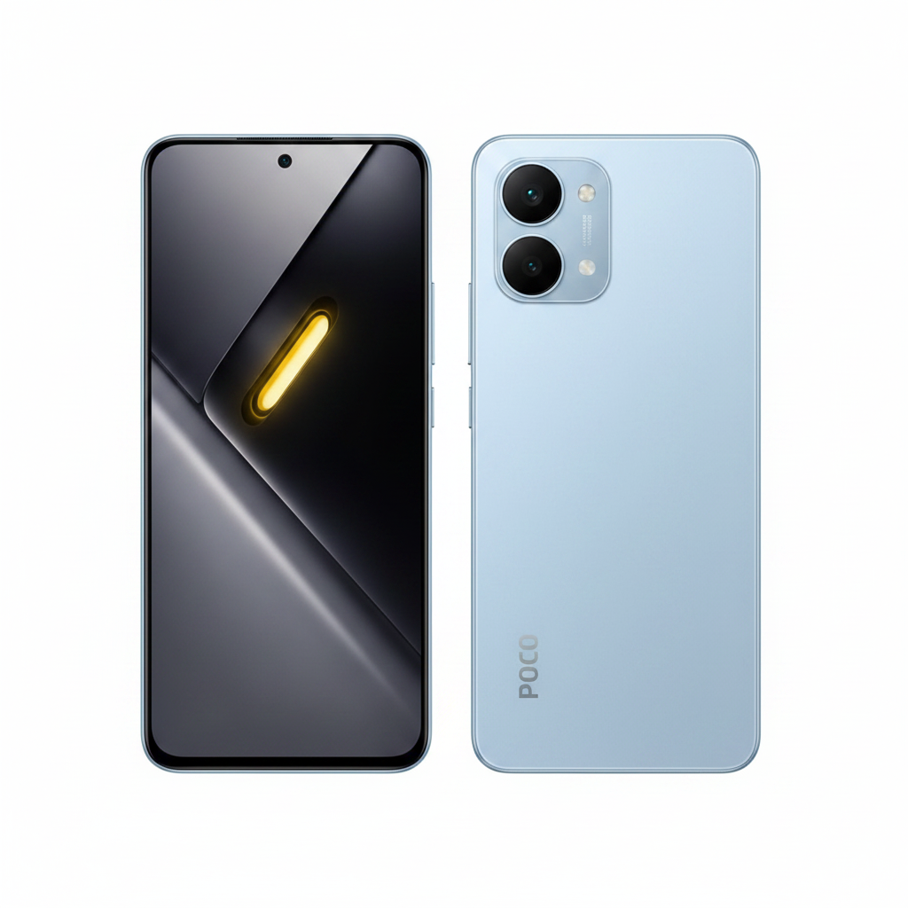 Xiaomi POCO X8 Pro Max Azul Cielo vista frontal y trasera
