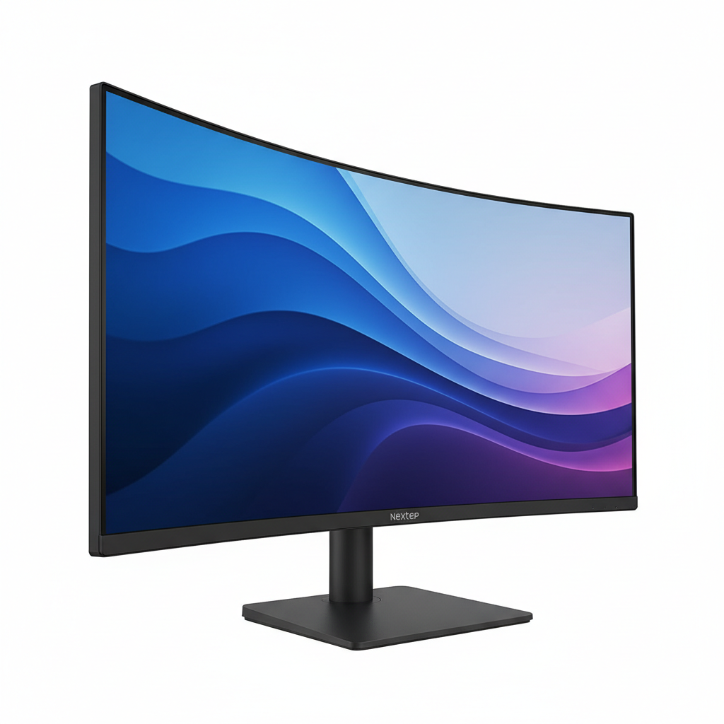 Monitor Nextep 27 curvo Full HD vista en ángulo