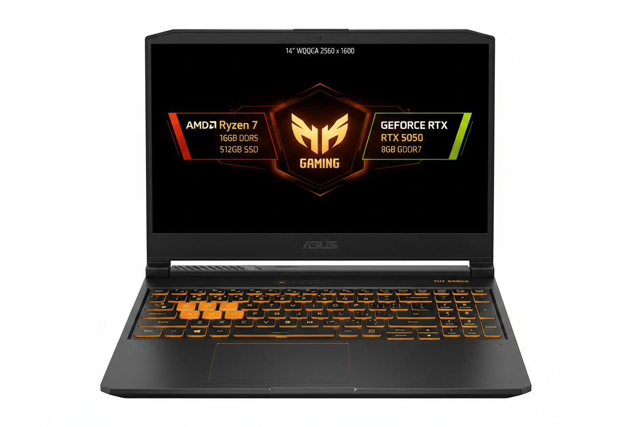 Laptop ASUS TUF Gaming A14 vista frontal abierta