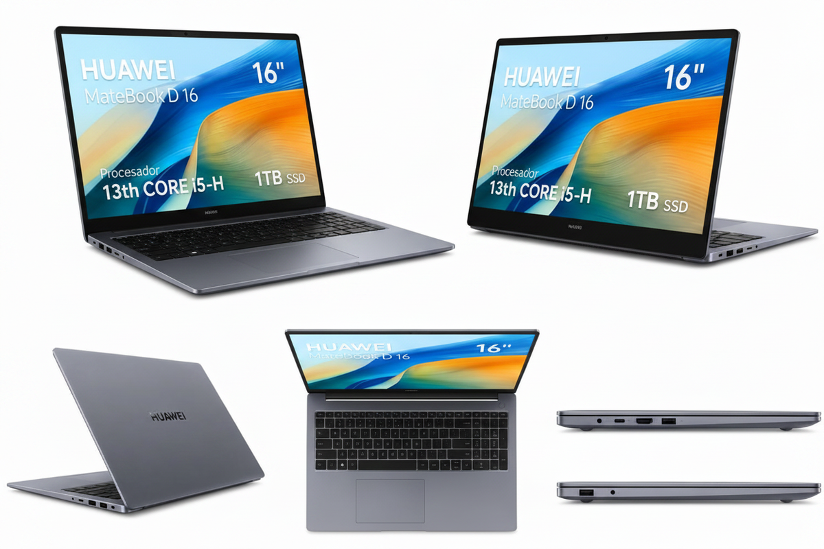 Laptop Huawei MateBook D16 vista en ángulo