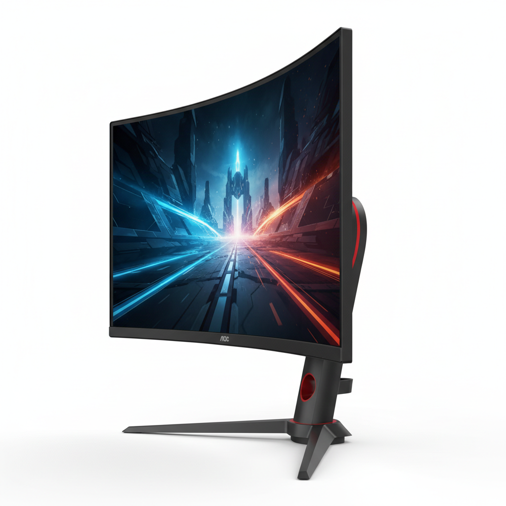 Monitor AOC 23.8 Gaming Curvo 165Hz vista en ángulo