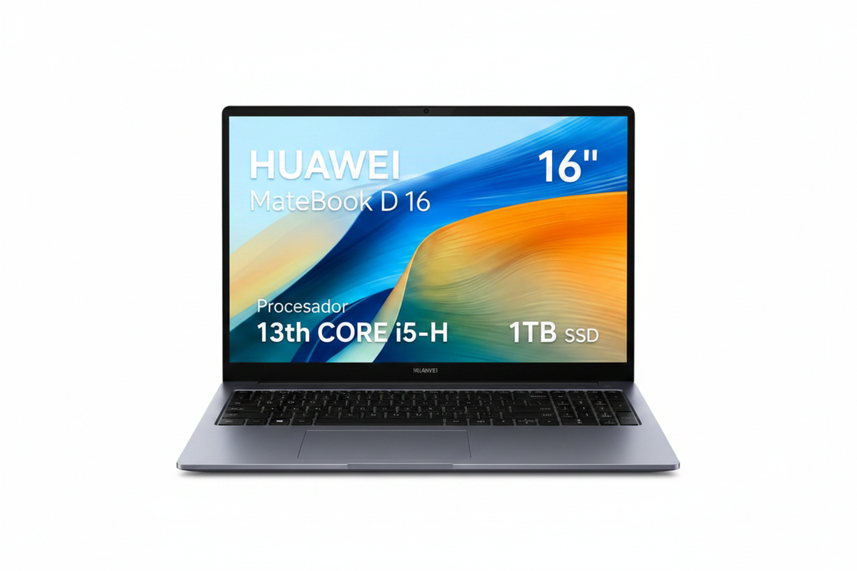Laptop Huawei MateBook D16 vista frontal abierta